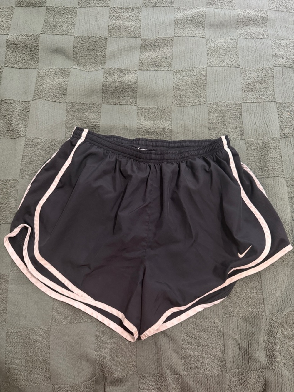 Nike Black Women's Athletic Shorts with Light Pink Trim